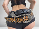 コージースタッディドレオパードレザーベルト