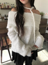 [Muffler Set/Wool Knit] コーゼンオフショルダールーズフィットタイニット