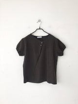 チェックボタンハーフブラウス