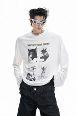 アートプリント長袖Tシャツ