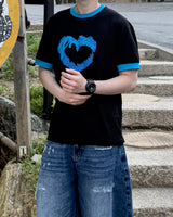 Blue Heart Ringer T-Shirt