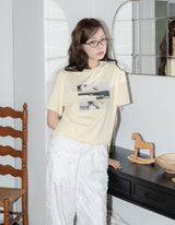 DELAY OFF キャットグラフィックTシャツ (レモン)