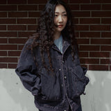 Bleach dyeing trucker jacket / Vintage purple