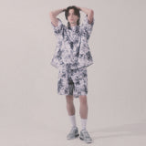 tie-dye cargo shorts_white