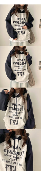 Loran Color Raglan Napping Hoodie