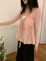 Rozy Babydoll Flare Ribbed Long Sleeve Tee