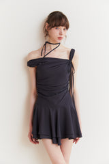LILY FRILL DRESS charcoal