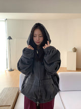[unisex] エプフェンオーバーデニムフードジャンパー