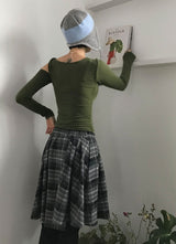 PLAID LAYERED WRAP SKIRT
