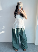 バルーンスナップポイントナイロンパンツ💚🩶🖤