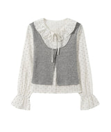 Frill Neck Knit Layered Blouse