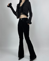(HIP SHAPING/DATE LOOK) VELVET STRETCH DENIM LOW-RISE BOOTCUT