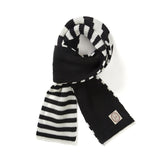 Striped knit muffler / Black ivory