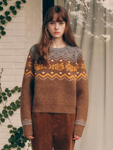 NORDIC KNIT PULLOVER BROWN