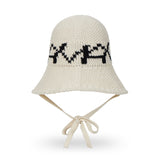 VA Digital Logo Cozy Knit Bonnet Hat / Cream&Black