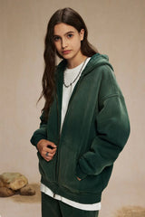 ビンテージスプレーダイドジップアップフーディー  Green