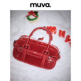 muva. 牛革 ベルベット ボストンバッグ
