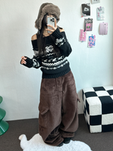 TEDDY BABY 🤎🐻🧸 OVER CARGO STRING FUR PANTS 💚🤎🖤🧡4COLOR