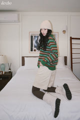 Tree Stripe V-neck Long Sleeve Knitwear