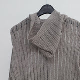 Bonhe See-Through Knit Hooded Zip-Up