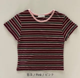 Lina Striped Cap Sleeve Short Sleeve T-Shirt 2 Colors