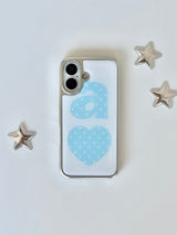 BLUE DOTTY LOVE WHITE Silver Epoxy Case