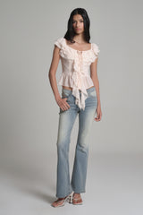 Cherry Sorbet Ruffle Top, Baby Pink