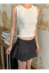 Special flower beaded sleeveless top