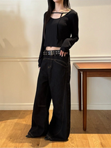 [Unisex] ステッチブーツカットデニムパンツ