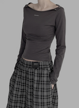 [mnem] alter snap boatneck tee (charcoal)