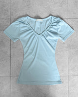 SUGAR SHIRRING SLIM SHORT SLEEVE T-SHIRT