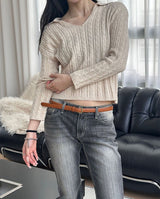[F/W] Cable v neck kara crop knit(4color)