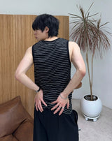 Rubber striped sleeveless top