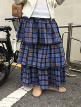 [MD Pick] ピーチプレイドティアードスカート (2color)