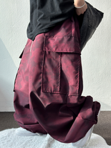 MARBLE WASHING TWO PINTUCK CARGO PANTS ❤🖤🩶🤍3COLOR