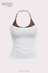 Sky Leopard See-Through Sleeveless Top