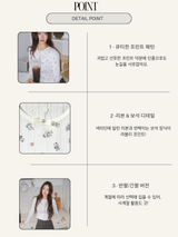 Print Cotton Bow Round Long Sleeve Tee
