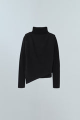 レイヤードベストモックネックTシャツ - ブラック