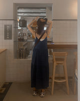 Sandy Checkered Long Dress & Hair Strap Set