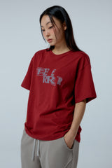 EEERRR Distorted logo over-crop fit T-shirt (Wine)