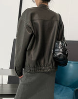 Gross cut washed leather jacket