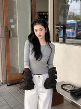 Basic Cotton Three Quarter Sleeve T-shirt (5color)