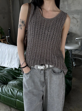Gray washed damage wide pants