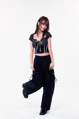 PLÜF Tie Front Bustier (Black)