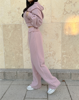 (ZIP-UP & PANTS SET!) 4 COLORS シックフリースクロップドトレーニングパンツ