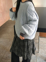 Cupid Check Banding Midi Skirt