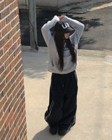 ノニハイネックコントラストフリースニットフーディーTシャツ