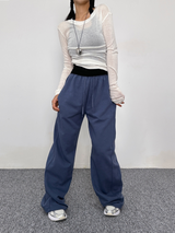 (UNISEX) DOUBLE-LINE STRING WIDE LOOSE-FIT FLEECE TRAINING PANTS - 6 COLOR