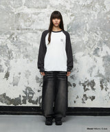 SLASH LOGO WAFFLE RAGLAN LONG SLEEVE_BLACK