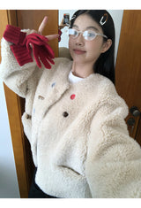 wool kitsch button round fur jacket
